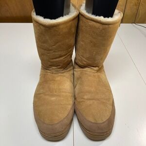 Old Friend Mens Sheepskin Boots Chestnut Suede Shearling Lined Mid Calf Size M15